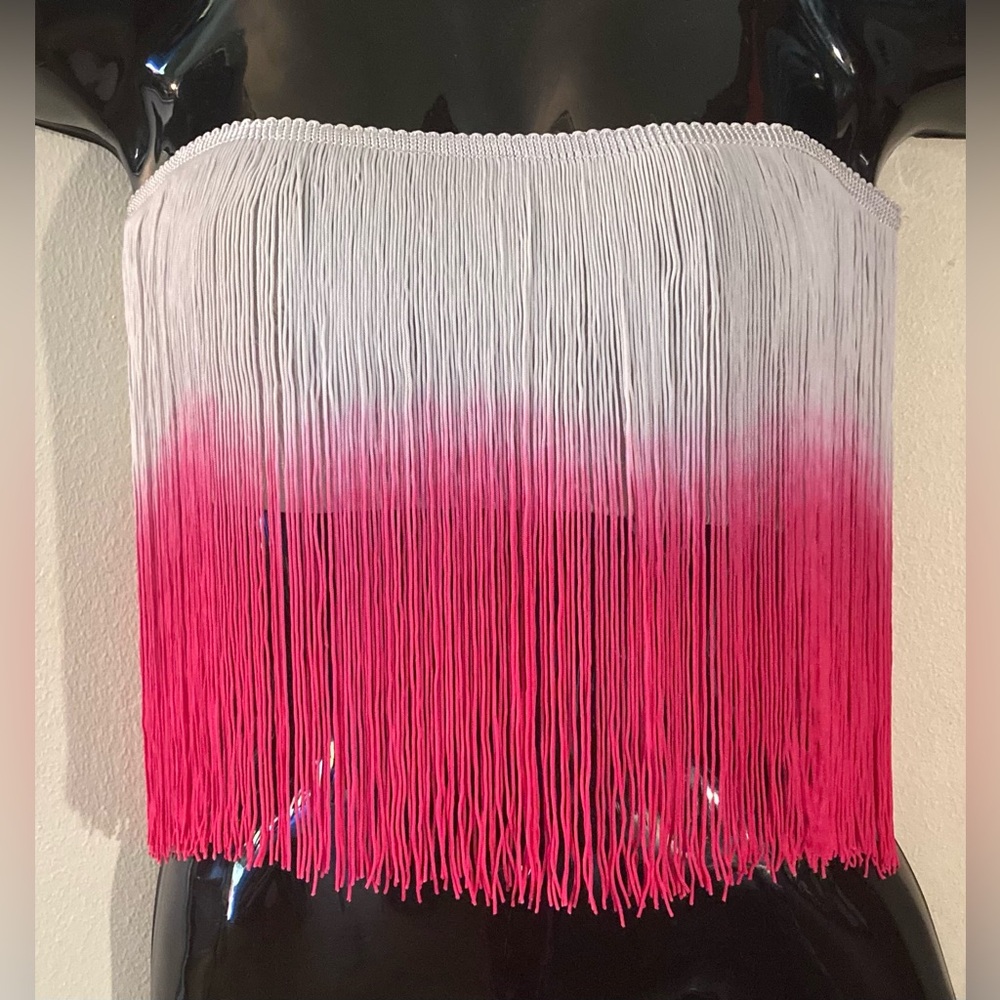 Hot Pink to Silver/grey Fade Fringe Tube Top